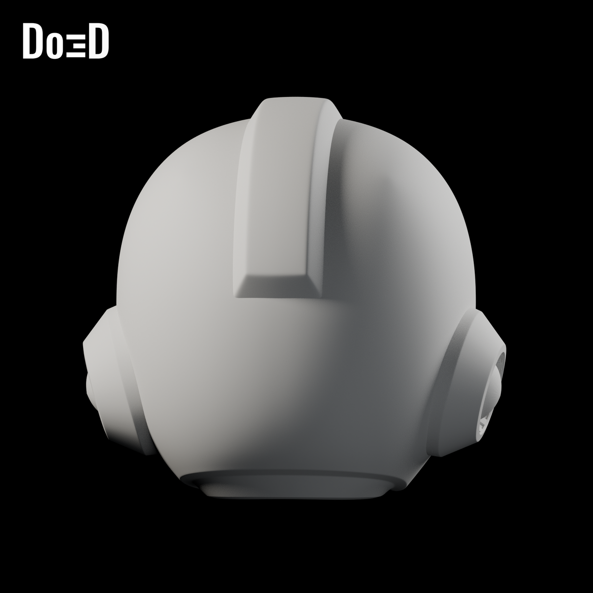 Do3D Mega Man Classic Original Helmet | 3D Model Project #5376; Original openable Front/Back/fin assembly, rear (+Y); original model, Blender render