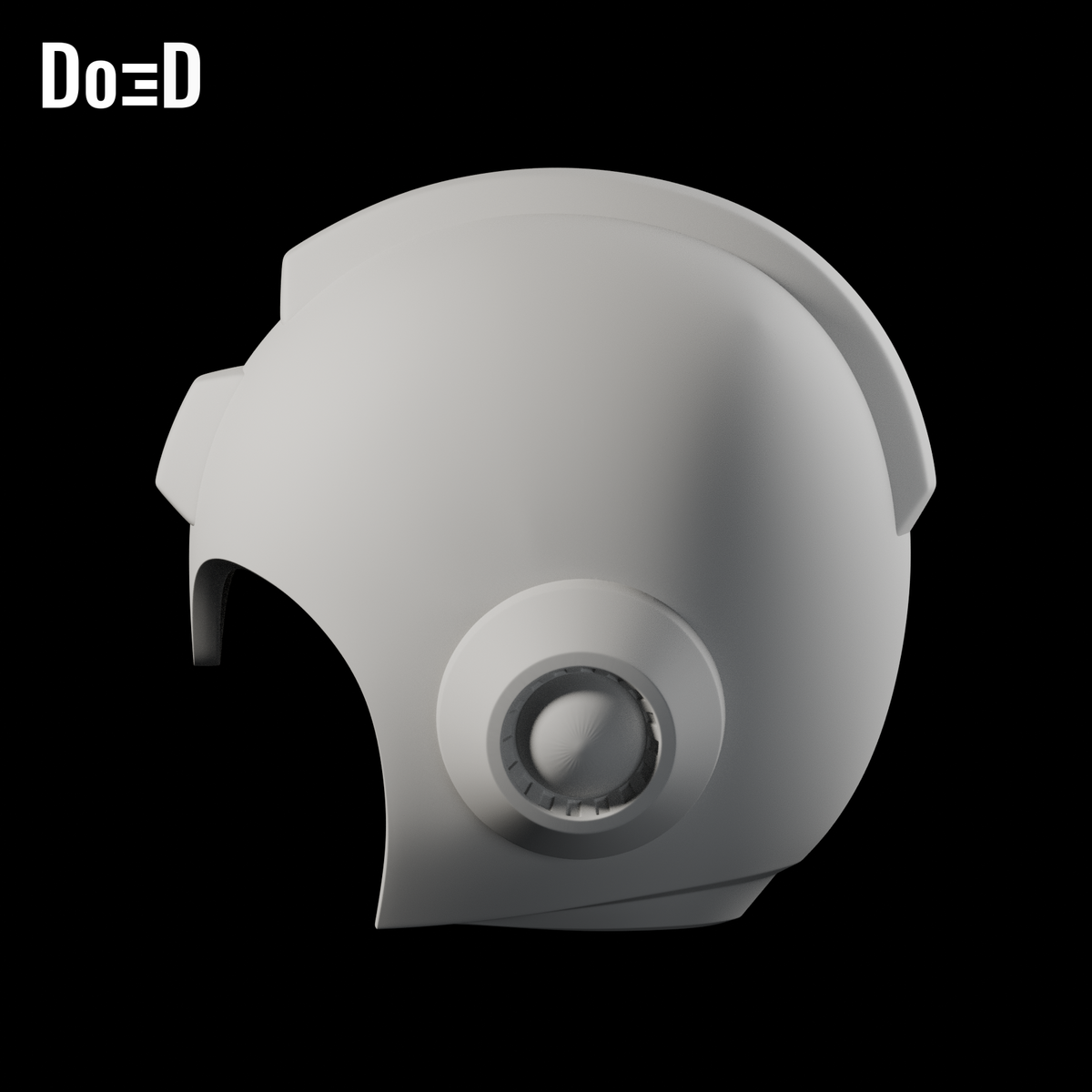 Do3D Mega Man Classic Original Helmet | 3D Model Project #5376; Original openable Front/Back/fin assembly, side (+X); original model, Blender render