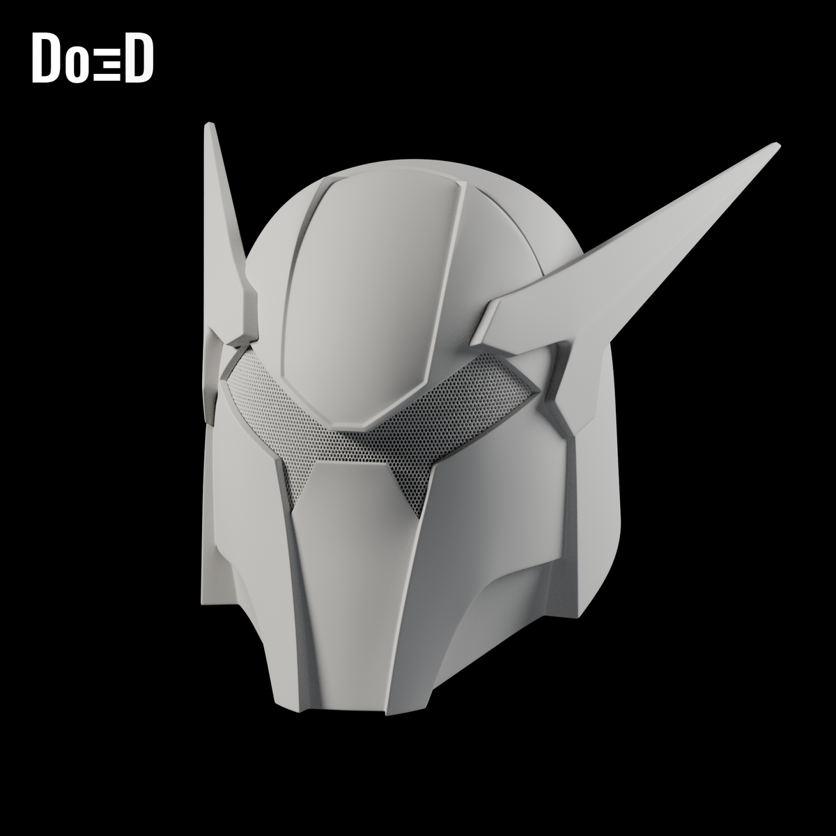 Do3D Mecha Man Dispatch helmet with mesh visor, accurate Blender clay render