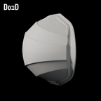 Moon Knight Bare Shells Only | 3D Printable STL File M112; Right original shoulder: exterior oblique A, source -1X / +Z upright; source-exact Blender clay render on black background