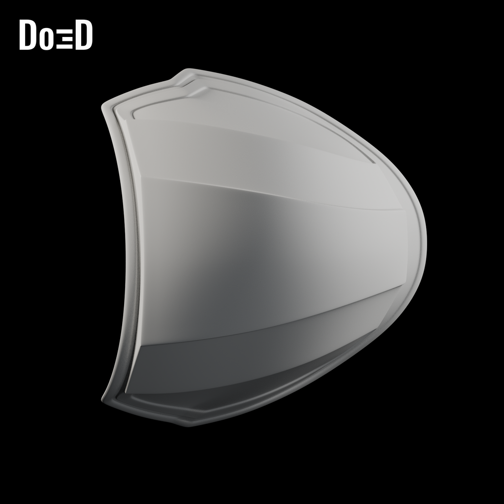 Moon Knight Bare Shells Only | 3D Printable STL File M112; Right original shoulder: exterior rim/profile (+Y biased toward outer face), +Z upright; source-exact Blender clay render on black background