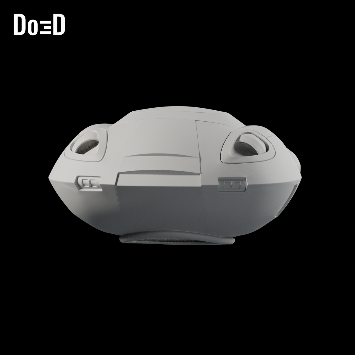 Do3D Black Manta helmet, original model, Blender rendered rear view