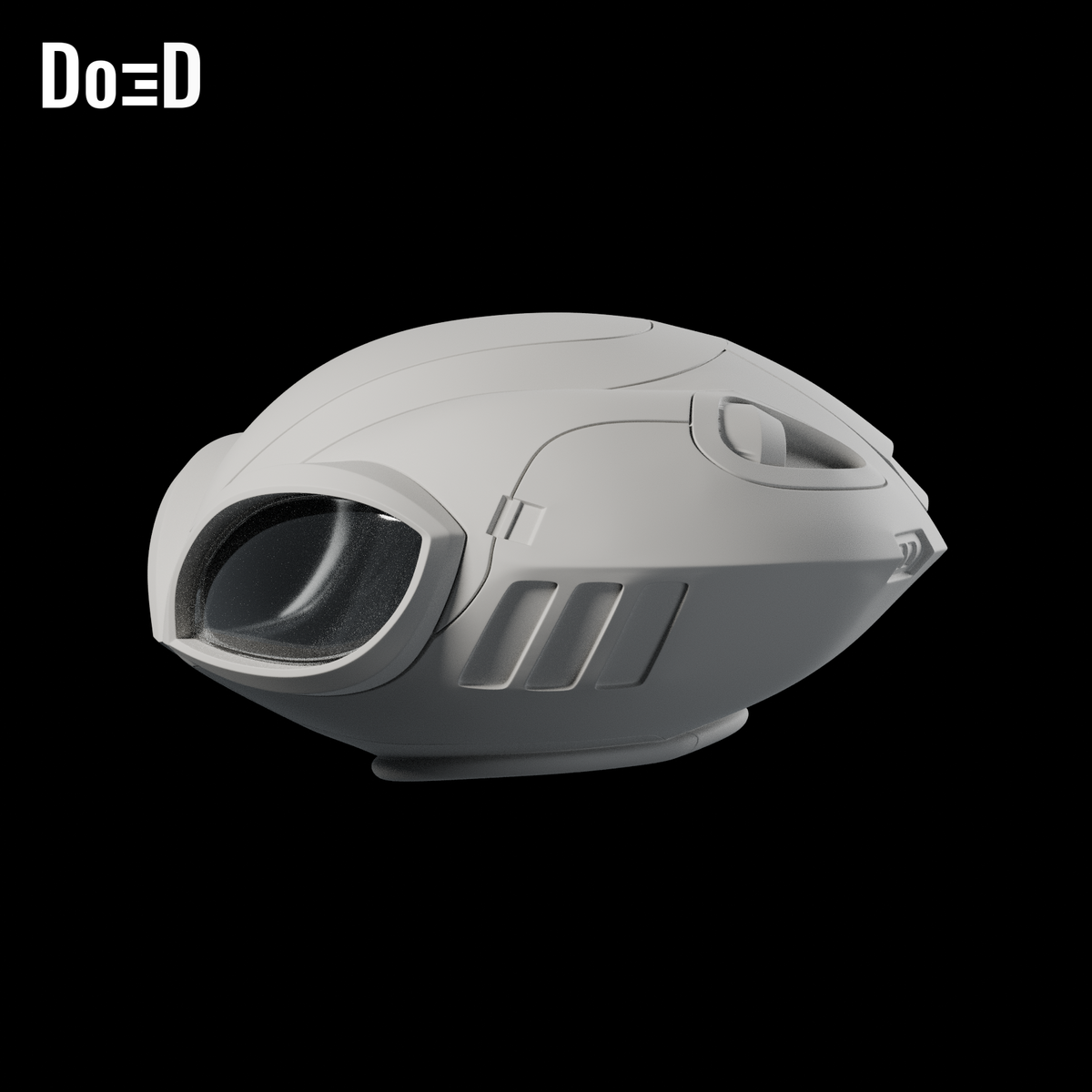 Do3D Black Manta helmet, original model, Blender rendered side view