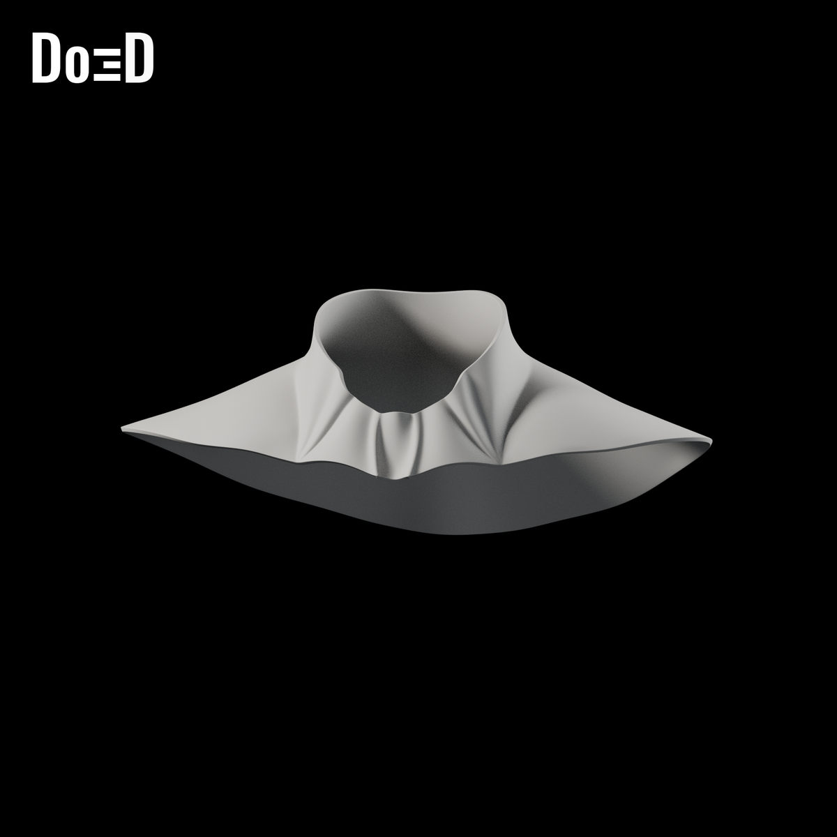 Nightwing Neck Guard Piece | 3D Model Project #4746 — Standard neck guard: front -Y, slight three-quarter, source +Z upright. Source-faithful Blender clay render.