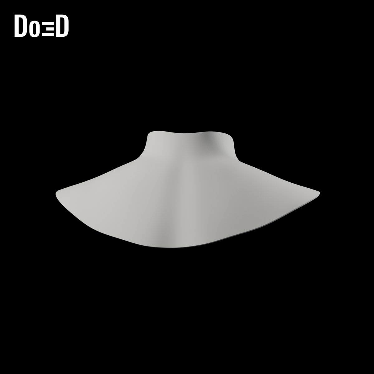 Nightwing Neck Guard Piece | 3D Model Project #4746 — Standard neck guard: rear +Y, source +Z upright. Source-faithful Blender clay render.