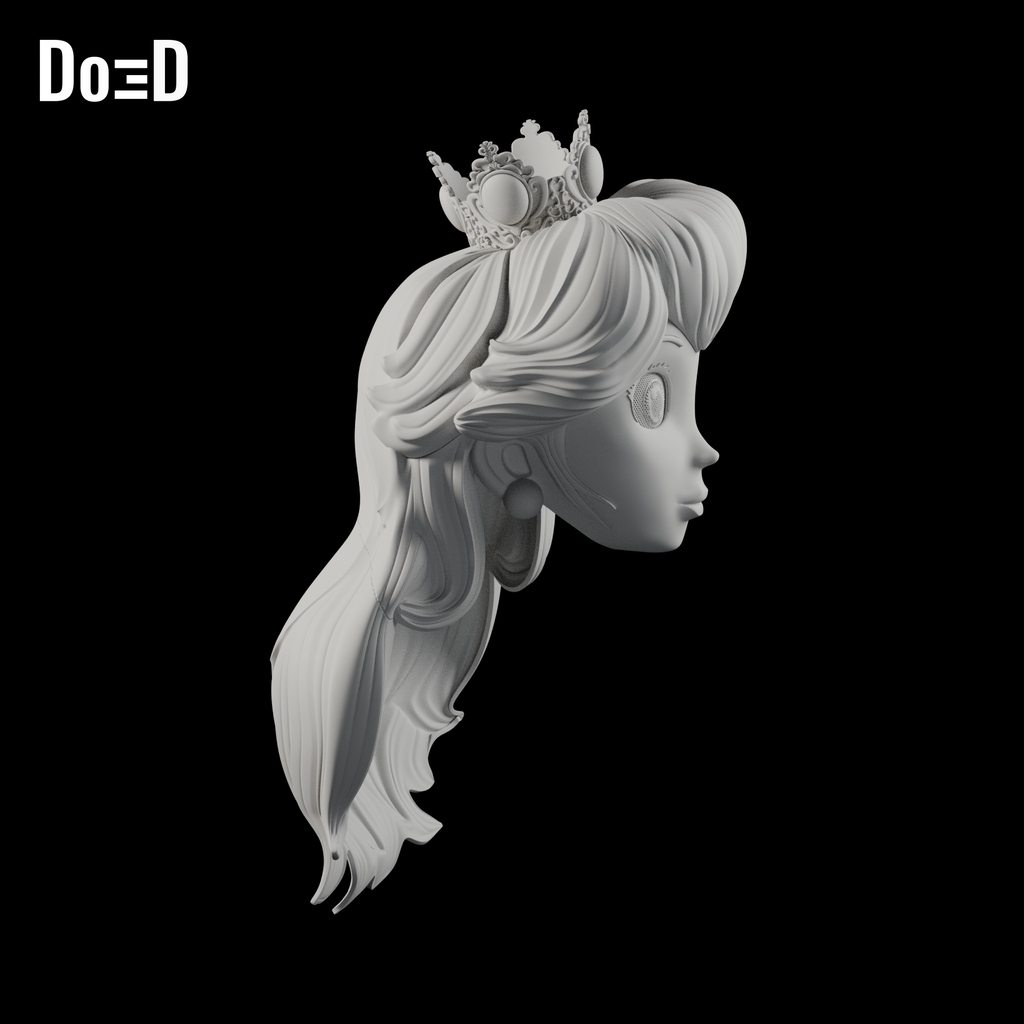 Do3D Princess Peach helmet, side view of the same mesh-eye configuration