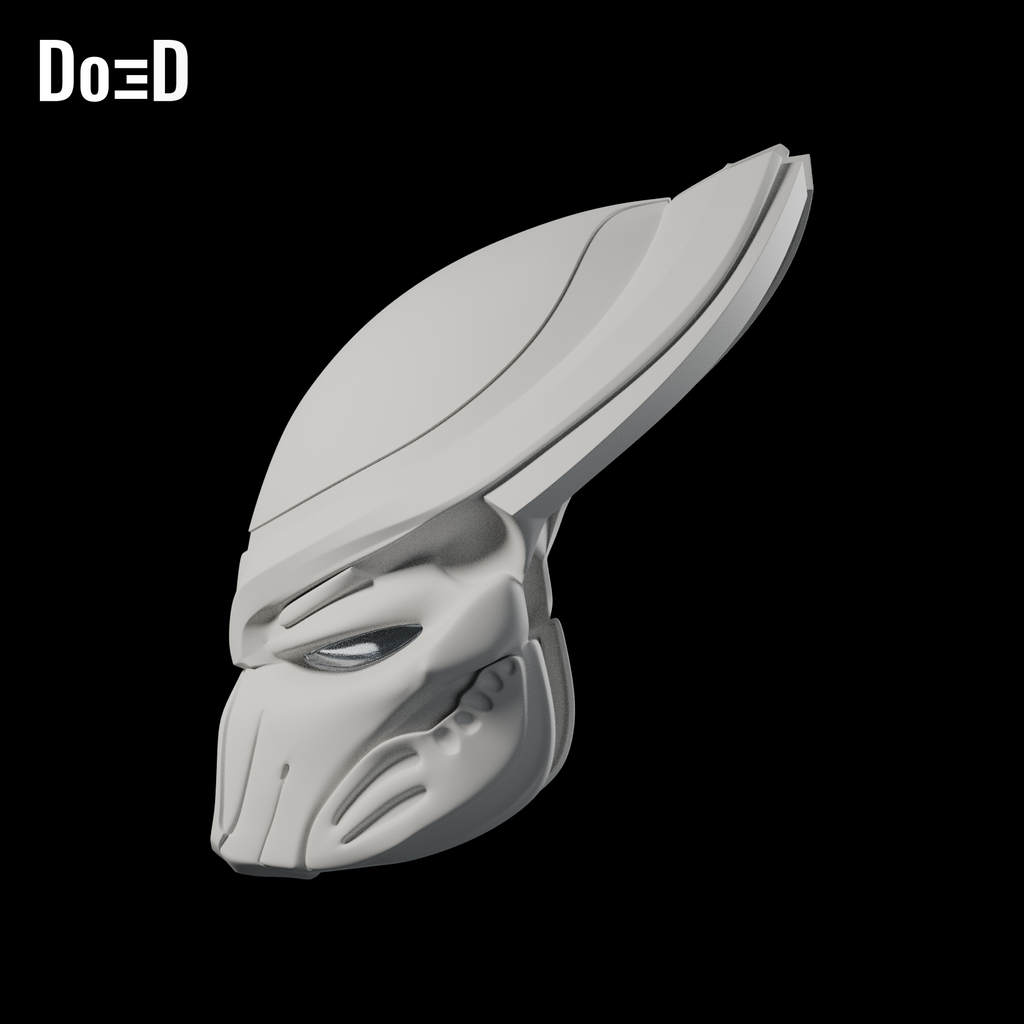 Do3D Predator 2018 Helmet Bio-Mask Cowl | 3D Printable Model #2705; Bio-mask side (+X); original model, Blender render
