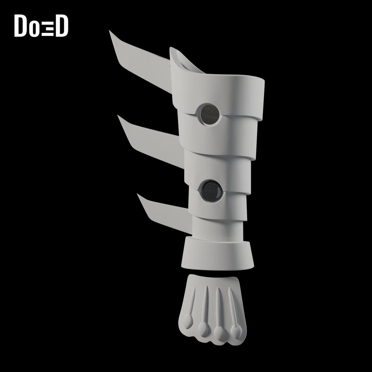 Do3D Ronin Red Hood gauntlet and hand plate, accurate Blender clay render
