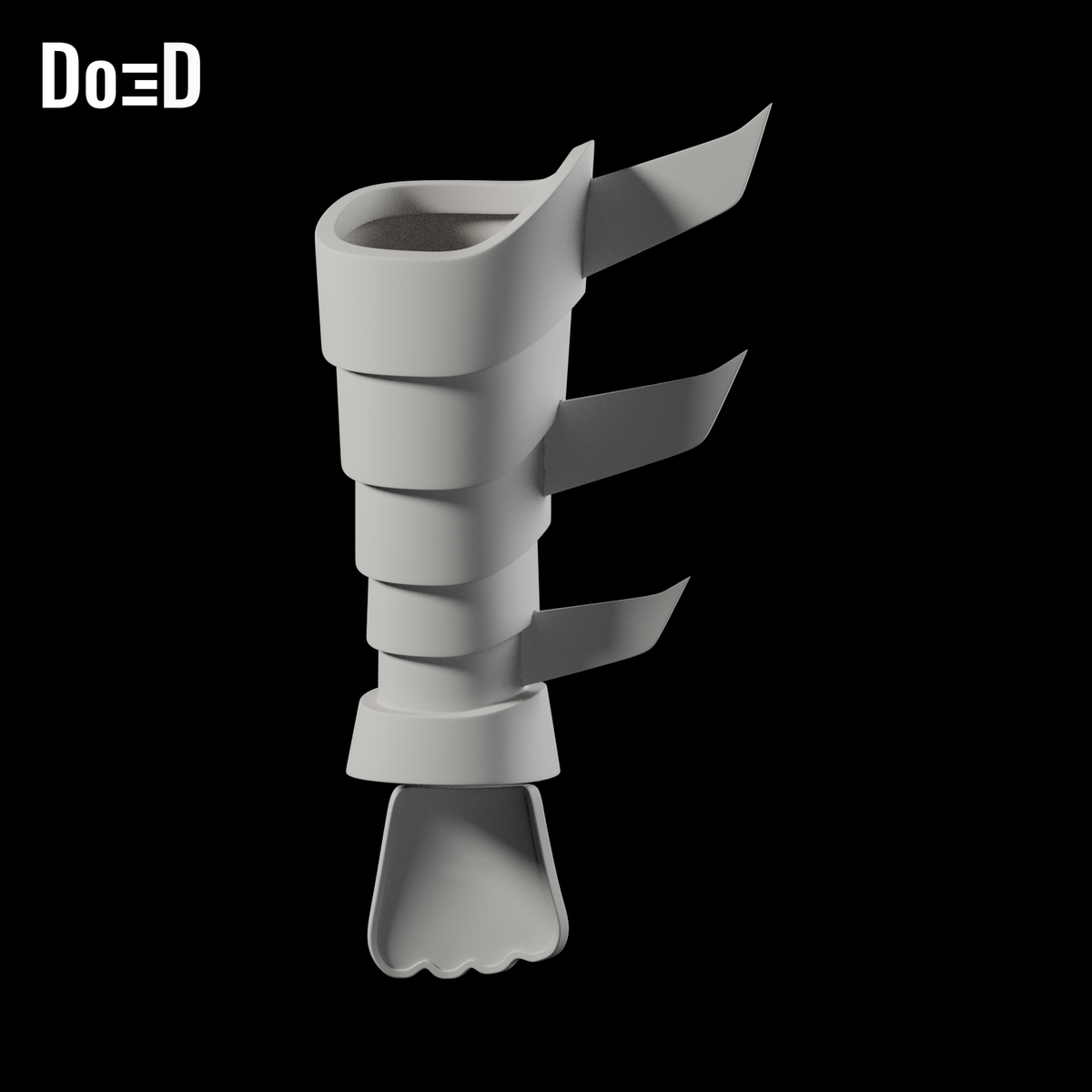 Do3D Ronin Red Hood gauntlet and hand plate, rear view of the same supplied configuration