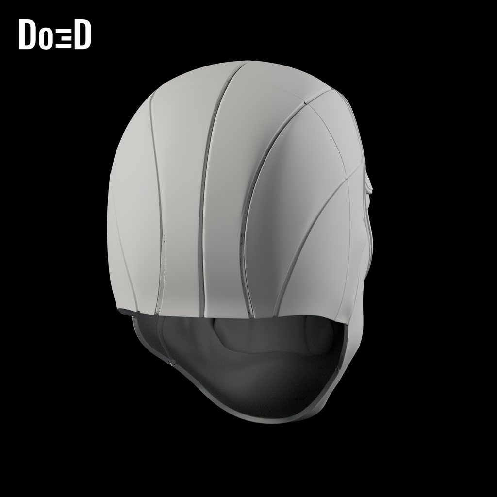 Do3D Marvel Scorpion helmet, rear view of the same supplied configuration
