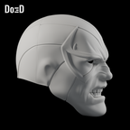 Do3D Marvel Scorpion helmet, side view of the same supplied configuration