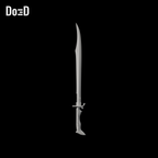 Do3D Snake Eyes Type 2 sword, original model, Blender rendered rear view