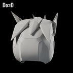 Do3D Transformers Tarn helmet, original model, Blender rendered rear three-quarter view