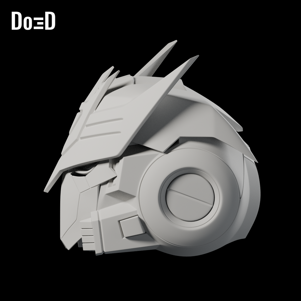 Do3D Transformers Tarn helmet, original model, Blender rendered side view