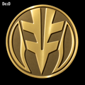 White Ranger chest emblem STL model WG with a gold finish on black
