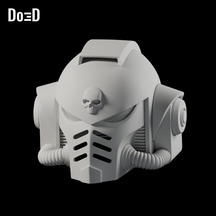 Do3D Warhammer Primaris Space Marine helmet, accurate Blender clay render