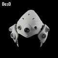 Do3D Widowmaker helmet, original model, Blender rendered front three-quarter view