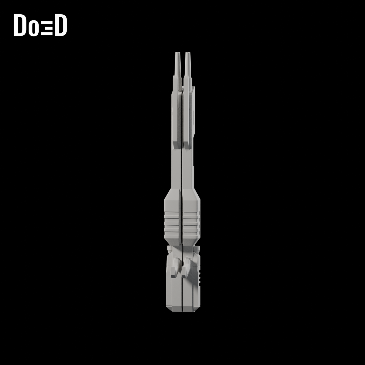 XXXG-00W0 Wing Gundam Zero Twin Buster Rifle, Blaster | 3D Printable Model #4711 — Recommended variant: twin-rifle source -Y broadside, barrels +Z upward, slight three-quarter. Source-faithful Blender clay render.