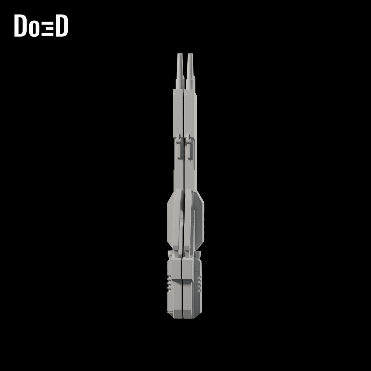 XXXG-00W0 Wing Gundam Zero Twin Buster Rifle, Blaster | 3D Printable Model #4711 — Recommended variant: twin-rifle source +Y opposite broadside, barrels +Z upward. Source-faithful Blender clay render.