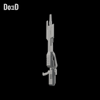 XXXG-00W0 Wing Gundam Zero Twin Buster Rifle, Blaster | 3D Printable Model #4711 — Recommended variant: source +X side-profile three-quarter, barrels +Z upward; source assembly may occlude far rifle. Source-faithful Blender clay render.