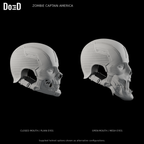 Zombie Captain America helmet, side views of the same supplied closed-mouth plain-eye and open-mouth mesh-eye alternatives