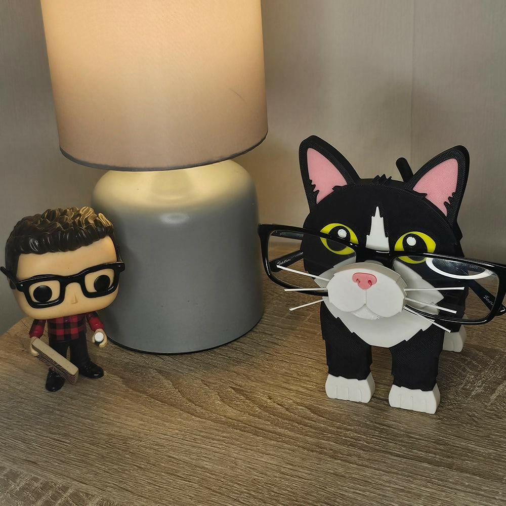 Tuxedo Cat Glasses Holder | 3D Printed Cat Spectacle Stand | Cute Desk Organiser | Eyeglass Holder | Cat Lover Gift