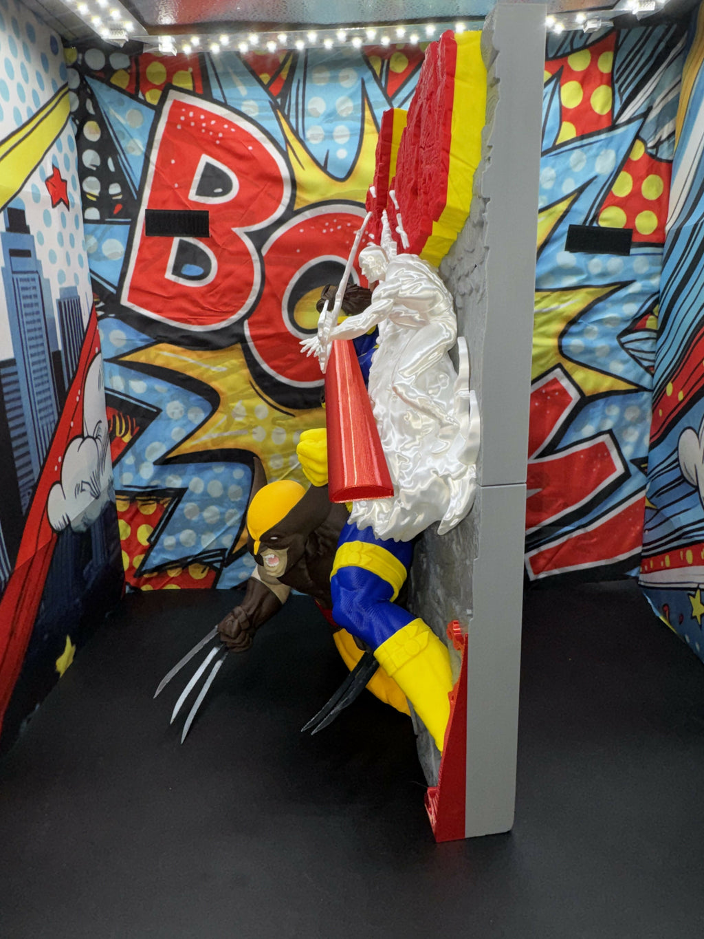 3D Printed Superhero Comic Poster – Clawed Mutant & Laser vision hero Wall Art