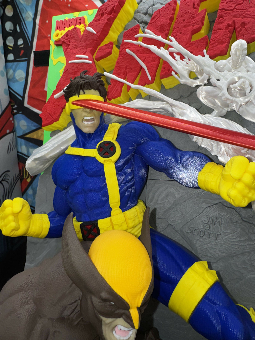 3D Printed Superhero Comic Poster – Clawed Mutant & Laser vision hero Wall Art