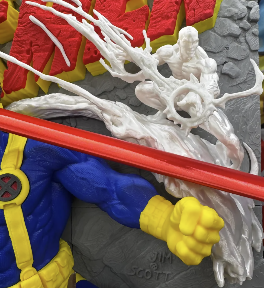 3D Printed Superhero Comic Poster – Clawed Mutant & Laser vision hero Wall Art