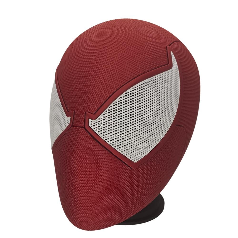 Red Scarlet Web Mask with White Lenses – Superhero Style Cosplay Mask