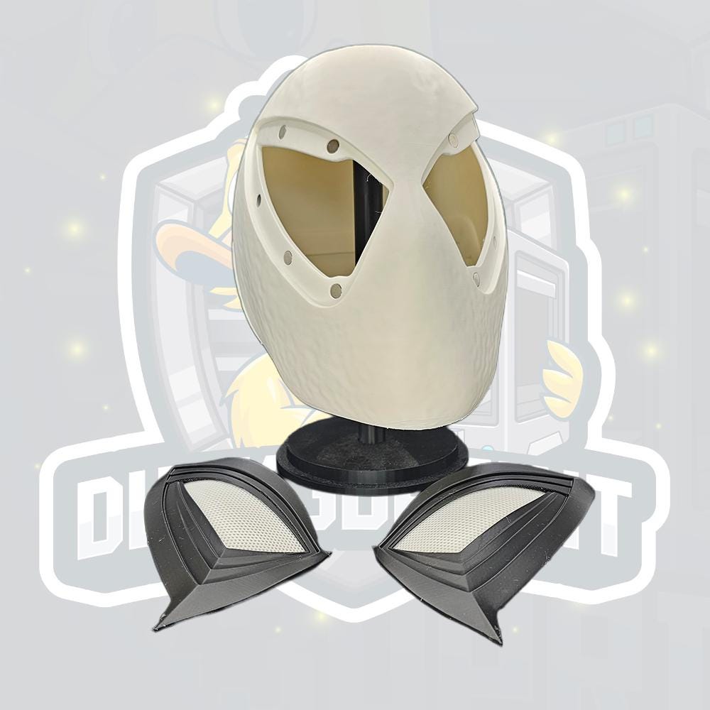 White Monster Helmet with Black Eye Frame – Cosplay Headpiece