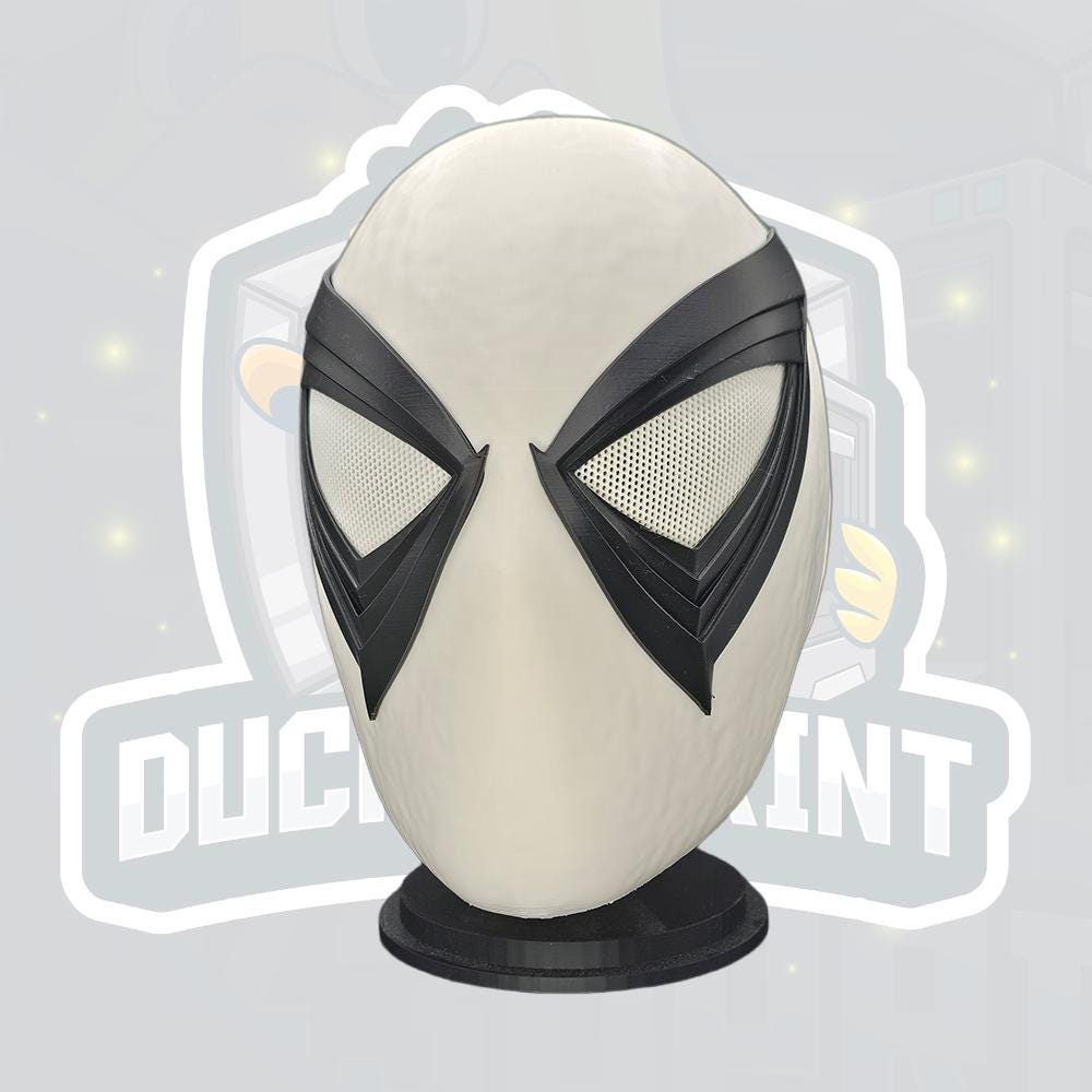 White Monster Helmet with Black Eye Frame – Cosplay Headpiece