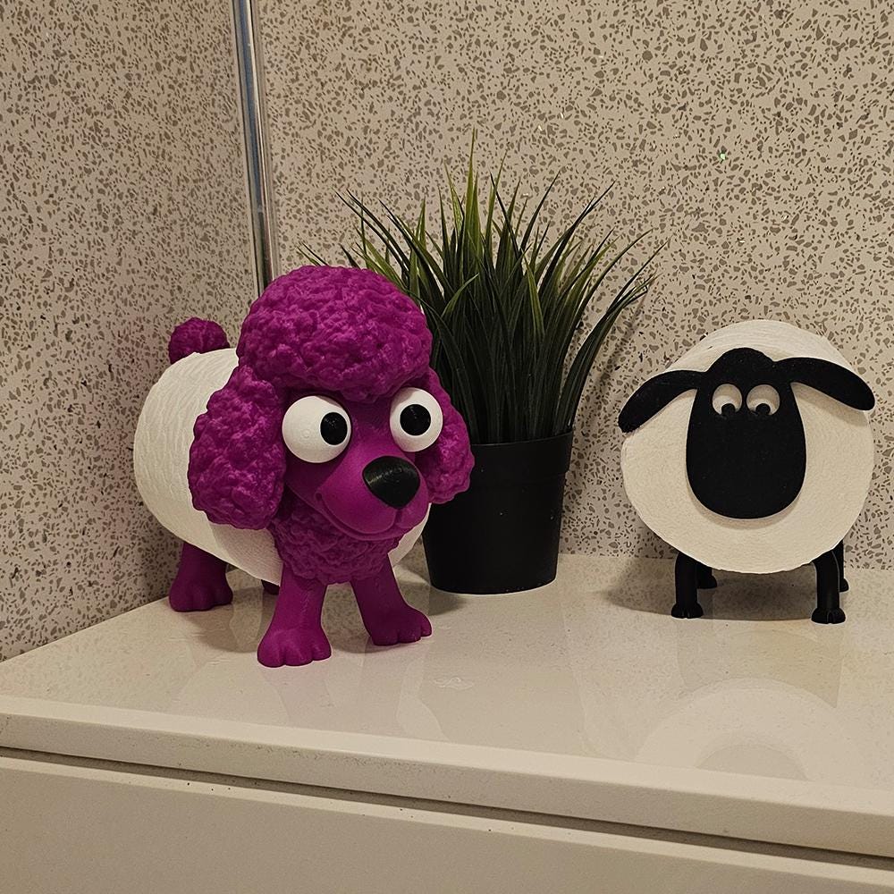 Poo-dle Toilet Roll Holder – Funny Dog Bathroom Decor – Cute Poodle Toilet Paper Stand – Quirky Loo Gift