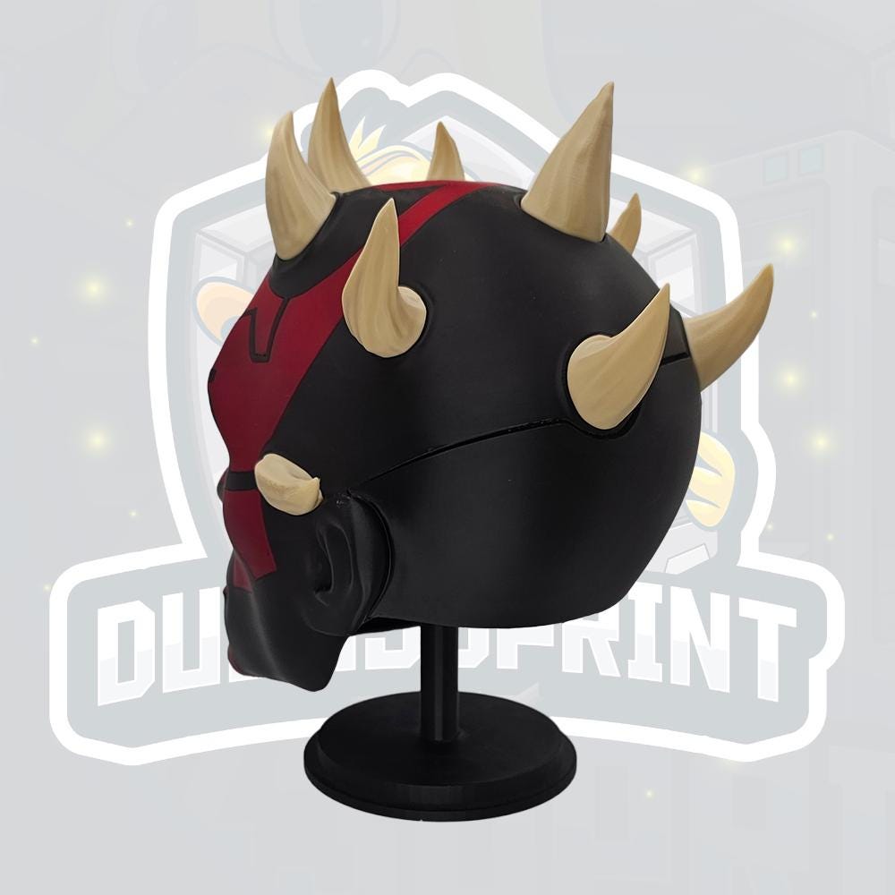 Red Black Horned Warrior Helmet – Full Colour Fantasy Cosplay Mask