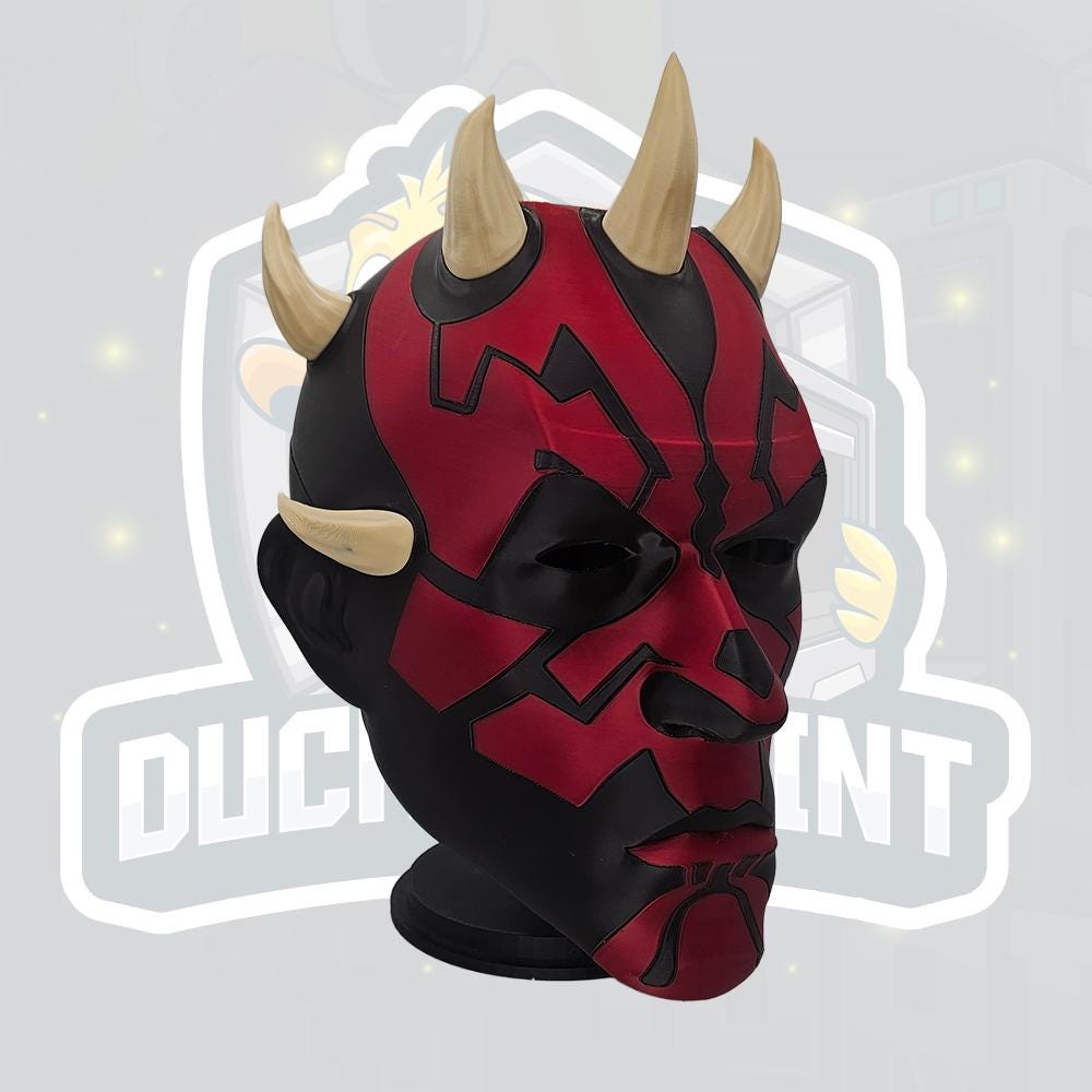 Red Black Horned Warrior Helmet – Full Colour Fantasy Cosplay Mask