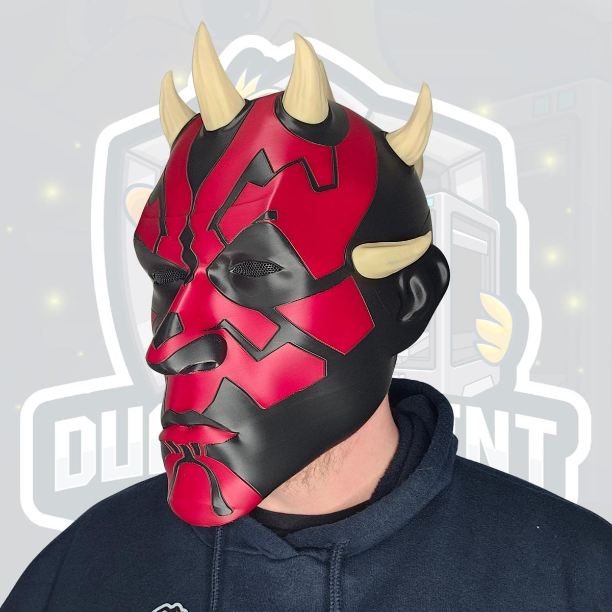 Red Black Horned Warrior Helmet – Full Colour Fantasy Cosplay Mask