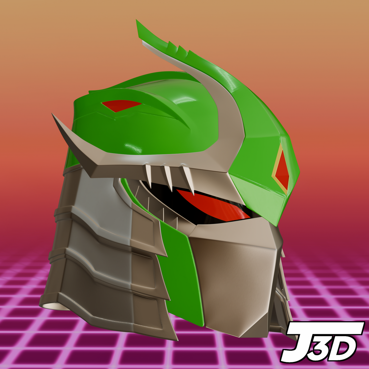 Green Shredder Ranger Helmet - 3D Printable Model