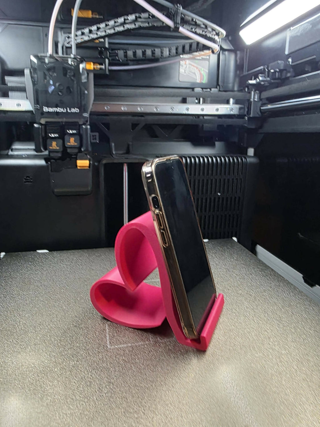 Heart-Shaped Phone Holder | Pink 3D Printed Phone Stand | Cute Desk & Bedside Accessory